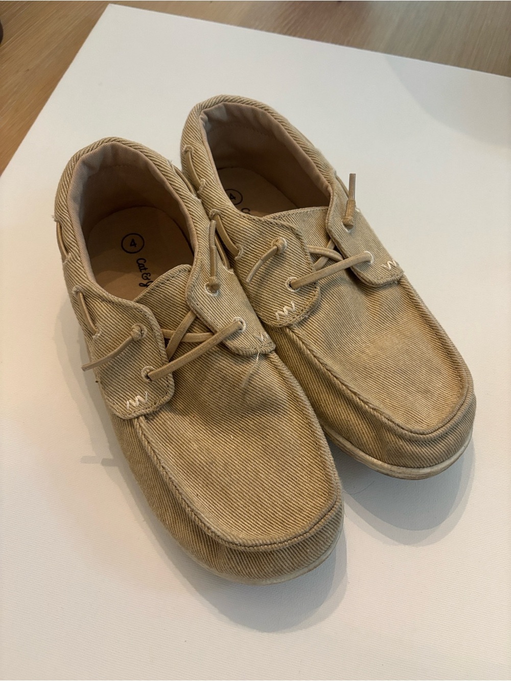 Kid’s Cat & Jack Boat Shoes - Beige - 4